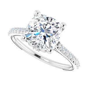 Platinum  8 mm Cushion Engagement Ring Mounting