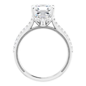 Platinum  8 mm Asscher Engagement Ring Mounting