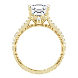 14K Yellow  8 mm Asscher Engagement Ring Mounting