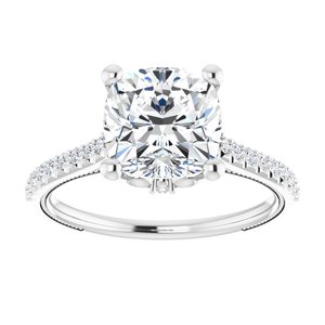 Platinum  8 mm Cushion Engagement Ring Mounting