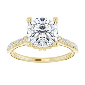 14K Yellow  8 mm Cushion Engagement Ring Mounting