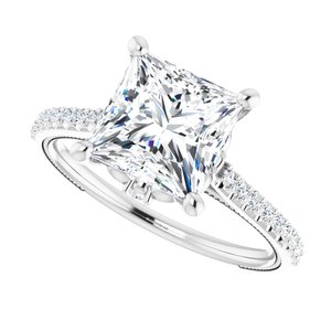 Platinum  7.5 mm Square Engagement Ring Mounting