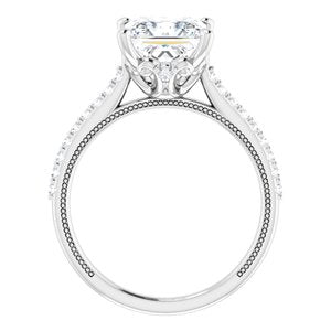 Platinum  7.5 mm Square Engagement Ring Mounting