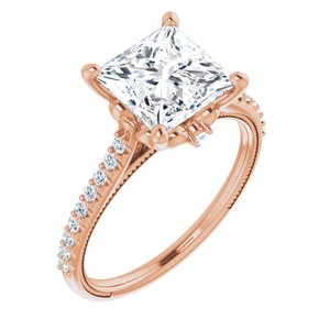 14K Rose  7.5 mm Square Engagement Ring Mounting