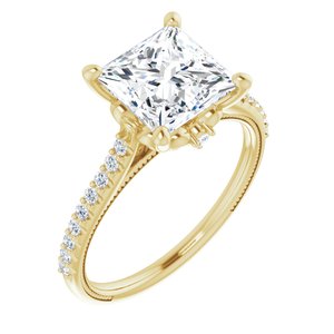 14K Yellow  7.5 mm Square Engagement Ring Mounting