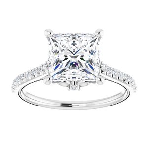 Platinum  7.5 mm Square Engagement Ring Mounting