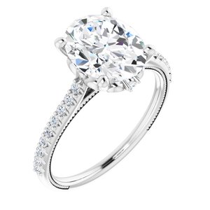 Platinum  10x8 mm Oval Engagement Ring Mounting