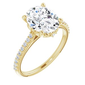 14K Yellow  10x8 mm Oval Engagement Ring Mounting