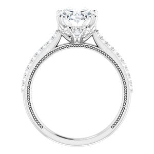 Platinum  10x8 mm Oval Engagement Ring Mounting