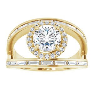 14K Yellow 6.5 mm Round 1/2 CTW Natural Diamond Semi-Set Engagement Ring