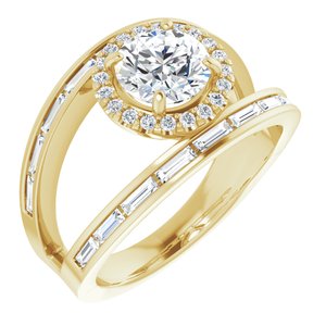 14K Yellow 6.5 mm Round 1/2 CTW Natural Diamond Semi-Set Engagement Ring