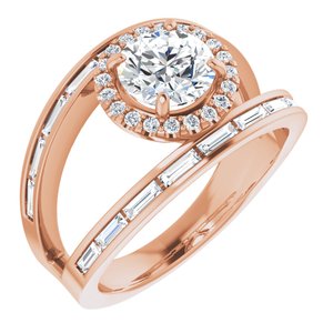 14K Rose 6.5 mm Round 1/2 CTW Natural Diamond Semi-Set Engagement Ring