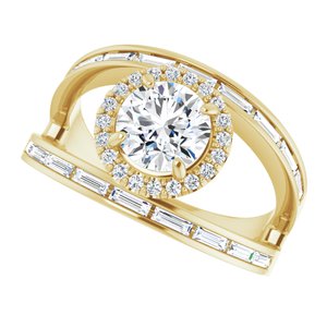 14K Yellow 6.5 mm Round 1/2 CTW Natural Diamond Semi-Set Engagement Ring