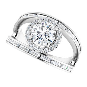 Platinum 6.5 mm Round 1/2 CTW Natural Diamond Semi-Set Engagement Ring