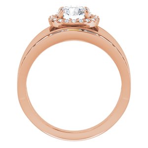 14K Rose 6.5 mm Round 1/2 CTW Natural Diamond Semi-Set Engagement Ring