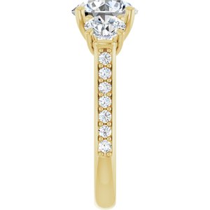 14K Yellow 8.2 mm Round 3-Stone Accented Engagement Ring Mounting