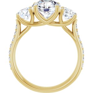 14K Yellow 8.2 mm Round 3-Stone Accented Engagement Ring Mounting