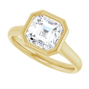 14K Yellow  7 mm Asscher Solitaire Engagement Ring Mounting