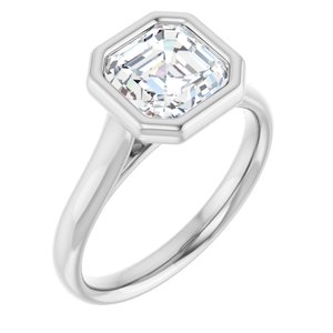 Platinum  7 mm Asscher Solitaire Engagement Ring Mounting