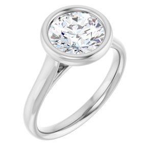 14K White  8 mm Round Solitaire Engagement Ring Mounting