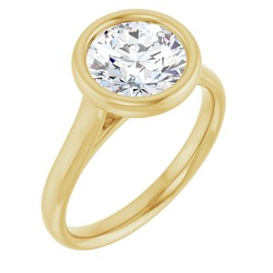 14K Yellow  8 mm Round Solitaire Engagement Ring Mounting