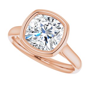 14K Rose  8 mm Cushion Solitaire Engagement Ring Mounting