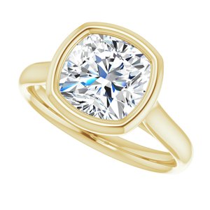 14K Yellow  8 mm Cushion Solitaire Engagement Ring Mounting