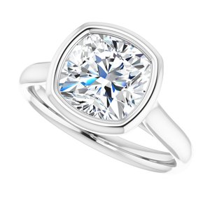 Platinum  8 mm Cushion Solitaire Engagement Ring Mounting