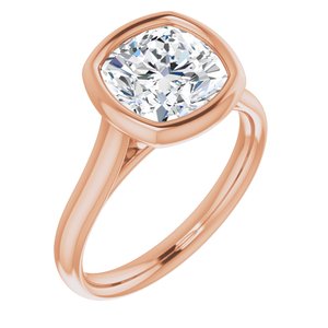 14K Rose  8 mm Cushion Solitaire Engagement Ring Mounting