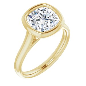 14K Yellow  8 mm Cushion Solitaire Engagement Ring Mounting