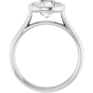 14K White  8 mm Round Solitaire Engagement Ring Mounting