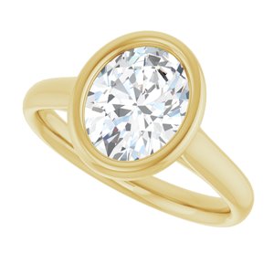 14K Yellow  9x7 mm Oval Solitaire Engagement Ring Mounting