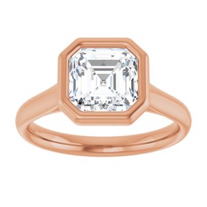 14K Rose  7 mm Asscher Solitaire Engagement Ring Mounting