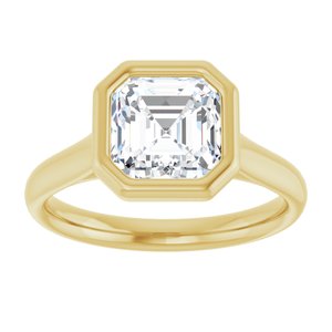 14K Yellow  7 mm Asscher Solitaire Engagement Ring Mounting