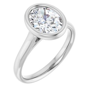 Platinum  9x7 mm Oval Solitaire Engagement Ring Mounting