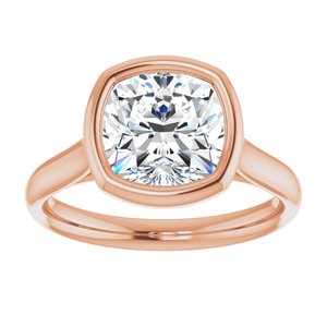 14K Rose  8 mm Cushion Solitaire Engagement Ring Mounting