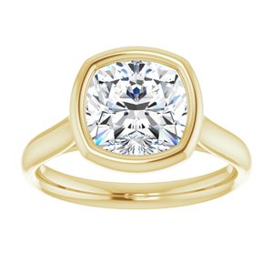 14K Yellow  8 mm Cushion Solitaire Engagement Ring Mounting