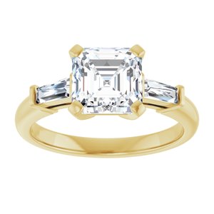 14K Yellow 7x7 mm Asscher Engagement Ring Mounting