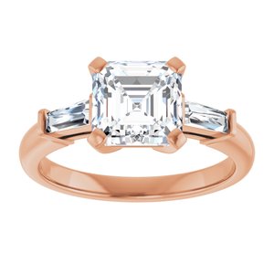 14K Rose 7x7 mm Asscher Engagement Ring Mounting