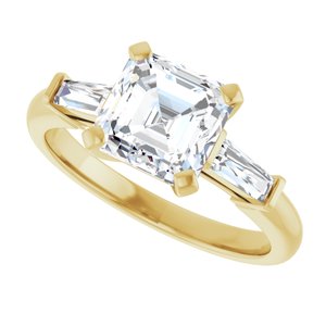 14K Yellow 7x7 mm Asscher Engagement Ring Mounting