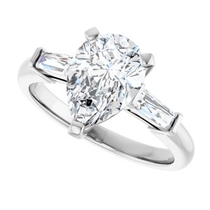 Platinum 10x7 mm Pear Engagement Ring Mounting