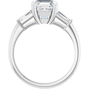 14K White 7x7 mm Asscher Engagement Ring Mounting