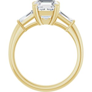 14K Yellow 7x7 mm Asscher Engagement Ring Mounting