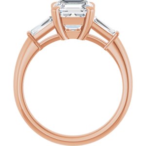 14K Rose 7x7 mm Asscher Engagement Ring Mounting