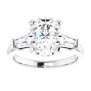 Platinum 10x8 mm Oval Engagement Ring Mounting