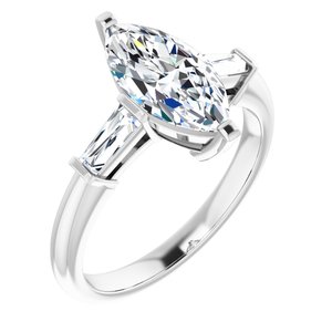 Platinum 12x6 mm Marquise Engagement Ring Mounting