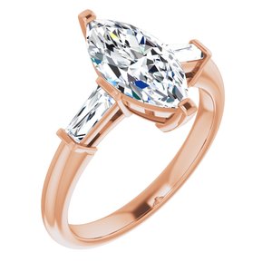 14K Rose 12x6 mm Marquise Engagement Ring Mounting