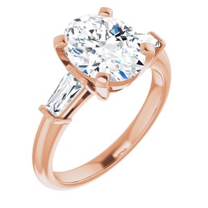 14K Rose 10x8 mm Oval Engagement Ring Mounting