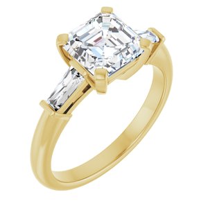 14K Yellow 7x7 mm Asscher Engagement Ring Mounting