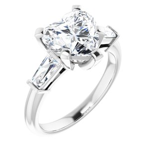 Platinum 9x9 mm Heart Engagement Ring Mounting